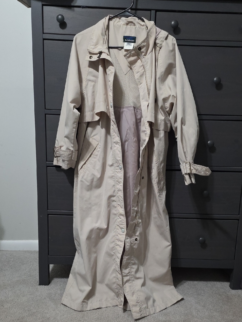 L.L. Bean Women's Light Beige Long Trench Coat